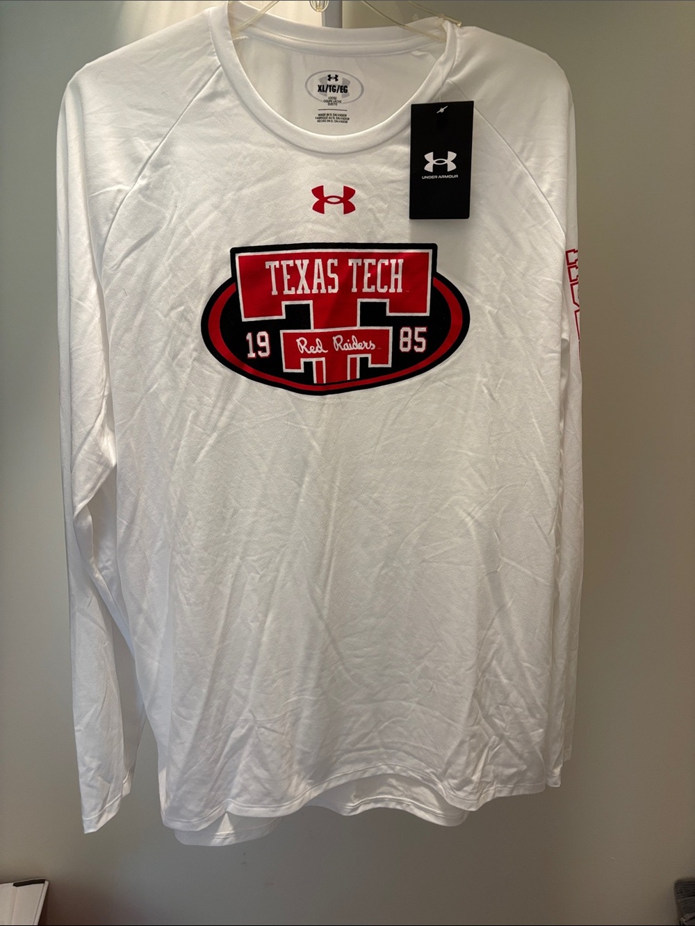 Under Armour White Long-Sleeve Texas Tech Red Logo Performance Shirt